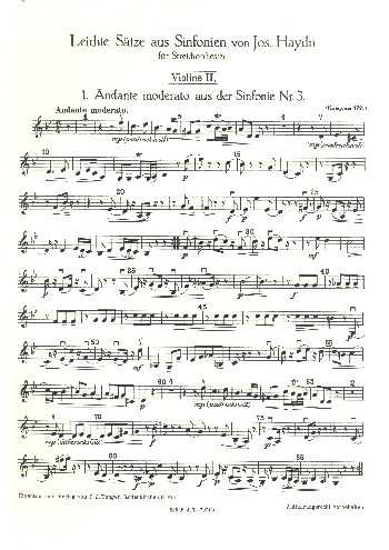 Leichte Sätze aus Sinfonien  für Streichorchester  Violine 2
