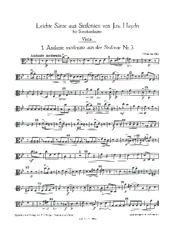 Leichte Sätze aus Sinfonien  für Streichorchester  Viola