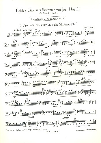 Leichte Sätze aus Sinfonien  für Streichorchester  Violoncello/Kontrabass