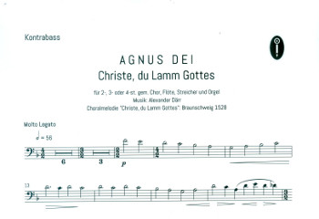 Agnus Dei  für gem Chor (SAM/SATB), Gemeinde, Flöte, Streicher und Orgel  Kontrabass