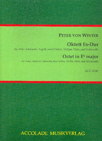 Oktett Es-Dur  für Flöte,Klarinette, Fagott, 2 Hörner, Violine, Viola und Violoncello  Partitur und Stimmen
