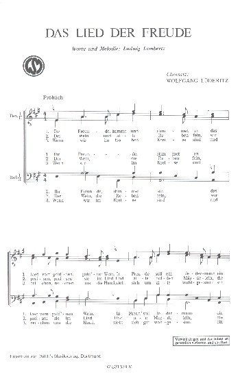 Das Lied der Freude  für Männerchor a cappella  Partitur