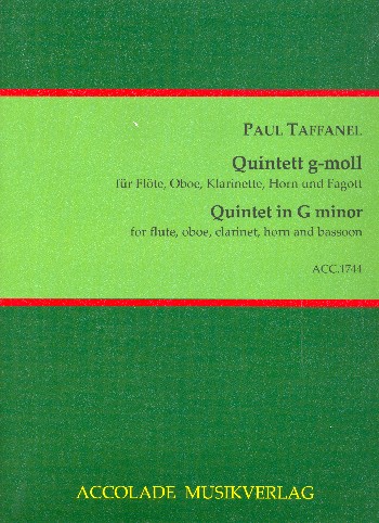 Quintett g-Moll&nbsp;&nbsp;für Flöte, Oboe, Klarinette, Horn und Fagott&nbsp;&nbsp;Partitur und Stimmen