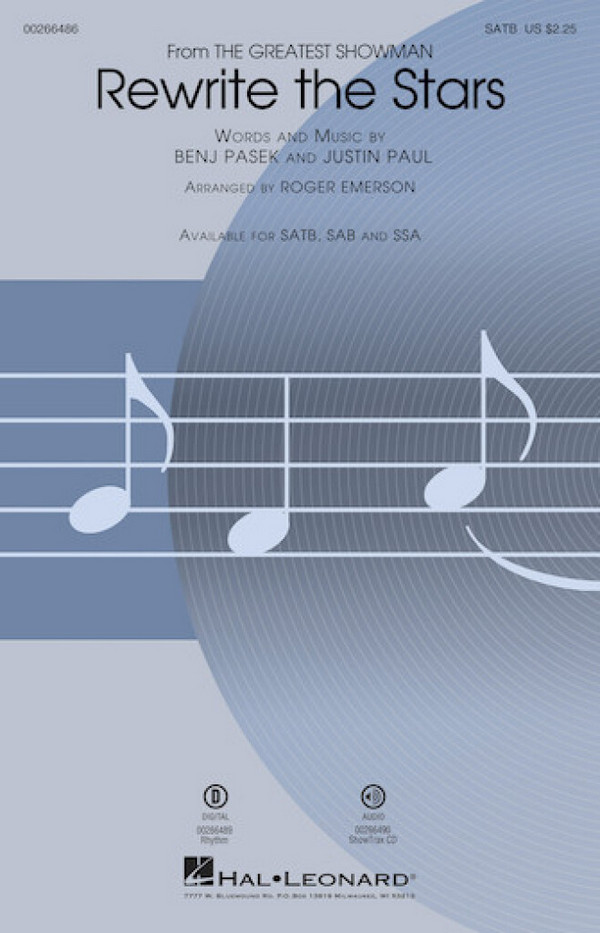 Rewrite the Stars  for mixed chorus (SATB) and piano  vocal score (en)