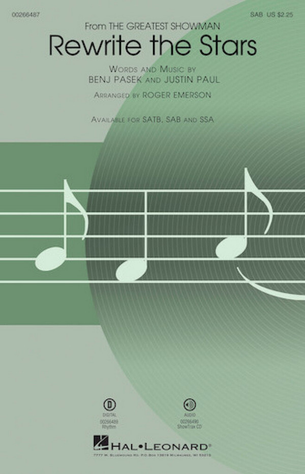 Rewrite the Stars  for mixed chorus (SAM) and piano  choral score