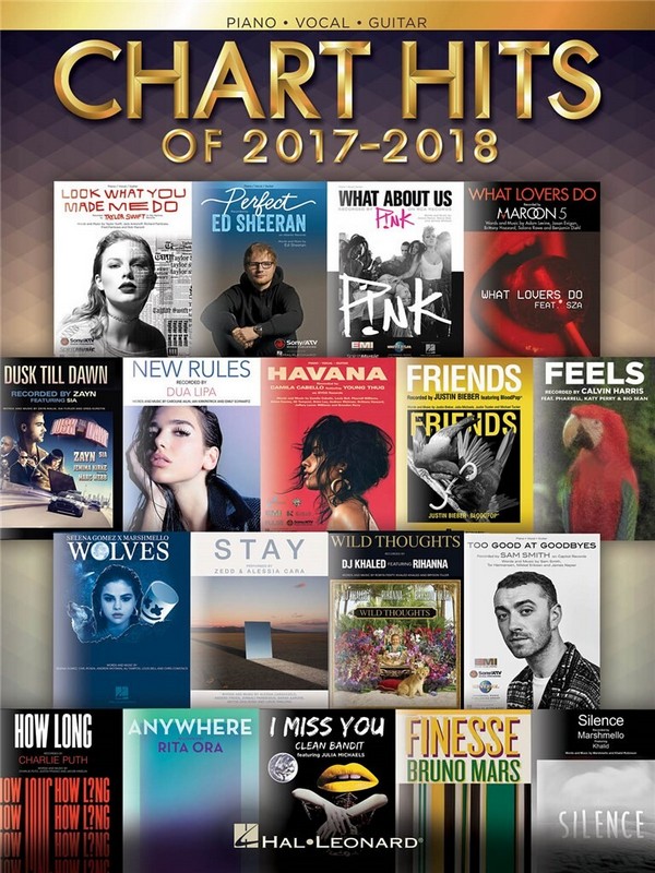 Chart Hits of 2017-2018&nbsp;&nbsp;piano/vocal/guitar&nbsp;&nbsp;songbook