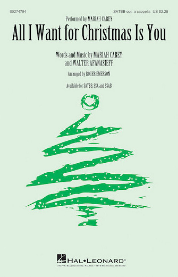 All I want for Christmas is You&nbsp;&nbsp;for mixed chorus&nbsp;&nbsp;score