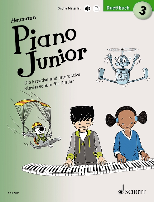Piano junior - Duettbuch Band 3 (+Online-Material)  für Klavier zu 4 Händen (dt)  Spielpartitur