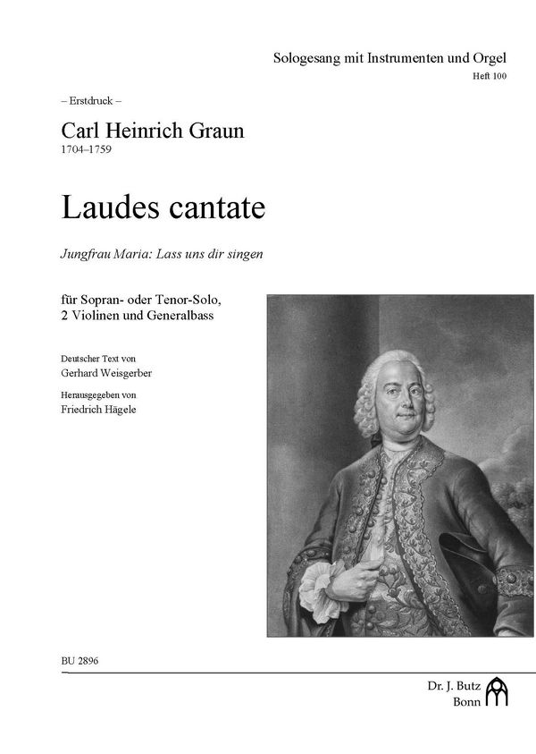 Laudes cantate  für Sopran (Tenor), 2 Violinen und Bc  Partitur und Stimmen (Bc ausgesetzt) (st/la)