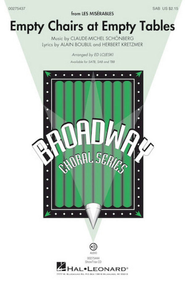 Empty Chairs at empty Tables  for mixed chorus (SAM) and piano  score