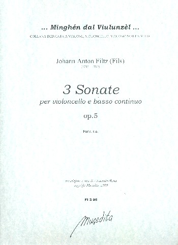 3 Sonaten op.5  für Violoncello und Bc  Partitur und Stimmen (Bc nicht ausgesetzt)