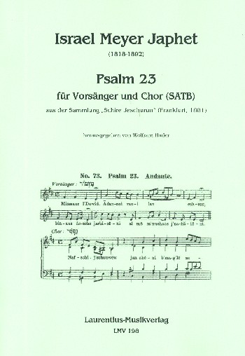 Psalm 23  für Vorsänger und gem Chor a cappella  Partitur (hebr)