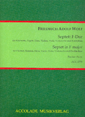 Septett F-Dur für&nbsp;&nbsp;Klarinette, Horn, Fagott, Violine, Viola, Violoncello und Kontrabass&nbsp;&nbsp;Partitur