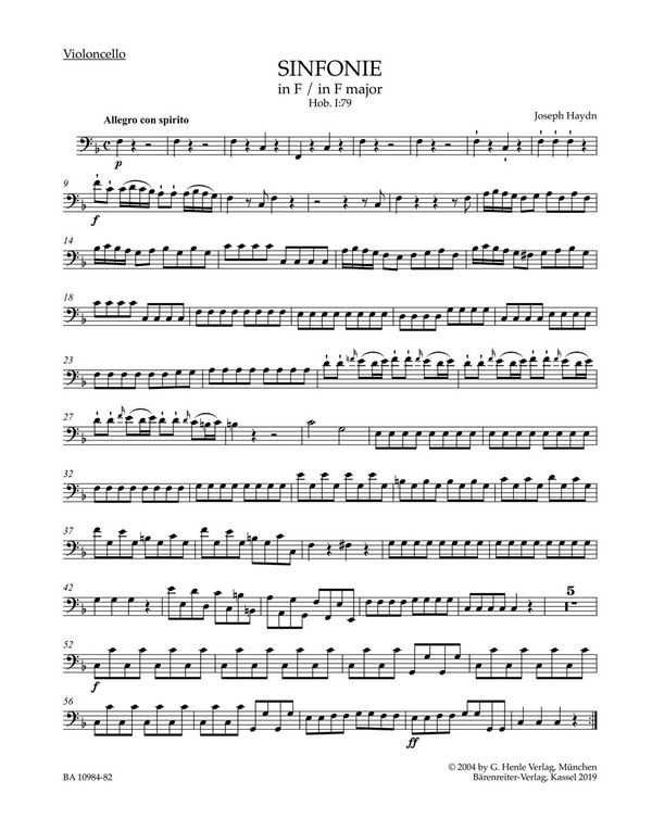 Sinfonie F-Dur Hob.I:79&nbsp;&nbsp;für Orchester&nbsp;&nbsp;Violoncello