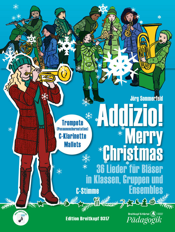 Addizio Merry Christmas  für Bläserklasse (Blasorchester)  C-Stimme (Trompete/Klarinette/Mallets)
