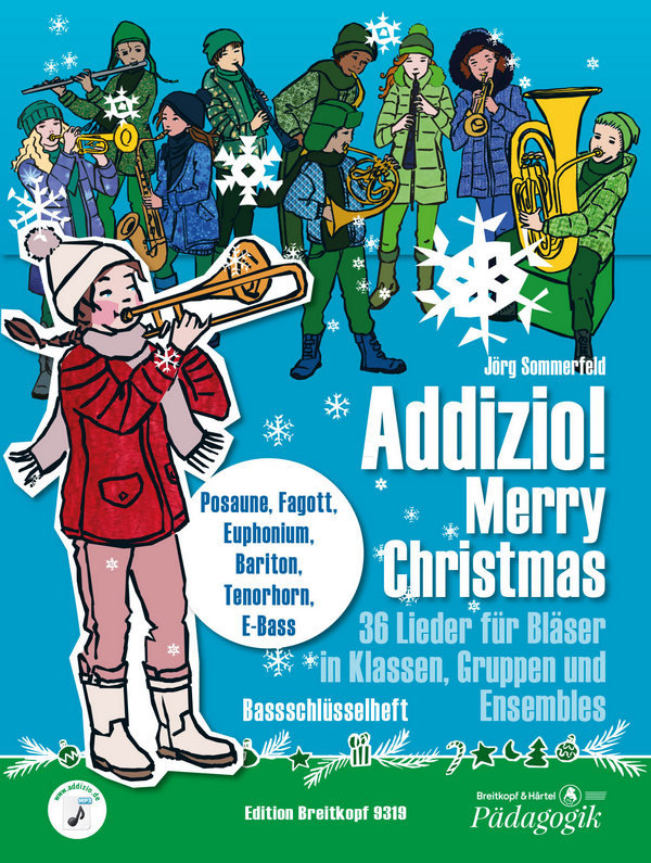 Addizio Merry Christmas  für Bläserklasse (Blasorchester)  Bassinstrument (Fagott/Posaune/Euphonium/Bariton/Tenorhorn/E-Bass)