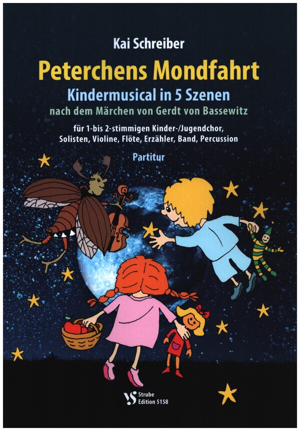 Peterchens Mondfahrt  für Kinder-/Jugendchor, Solisten, Violine, Flöte, Erzähler, Band, Perc.  Partitur