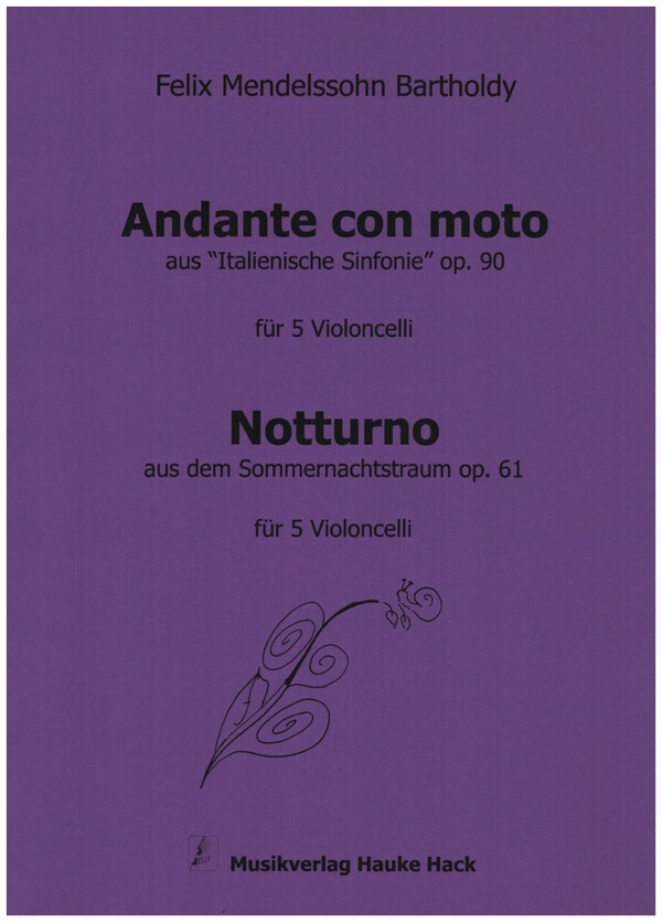 Andante con moto / Notturno  für 5 Violoncelli  Partitur und Stimmen