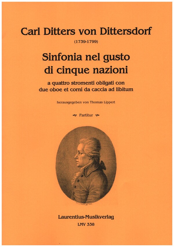 Sinfonia nel gusto di cinque nazioni  a quattro stromenti obligati con due oboe et corni da caccia ad lib  partitura