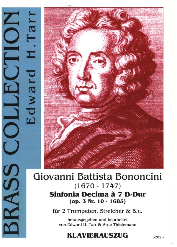 Sinfonia Decima op.3 Nr.10 à 7 D-Dur  für 2 Trompeten, Streicher und Bc  Klavierauszug mit Trompetenstimmen (Bc ausgesetzt)