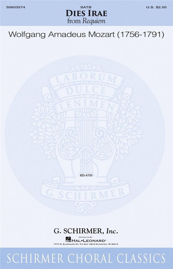 Dies Irae&nbsp;&nbsp;for mixed chorus&nbsp;&nbsp;vocal score