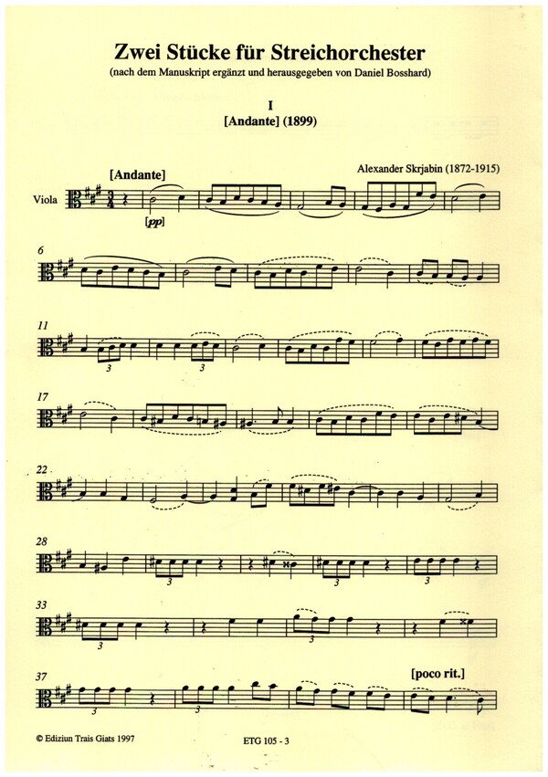 2 Stücke  für Streichorchester  Viola