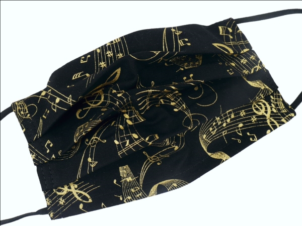 Gesichtsmaske mit Musik Design 34 - Gold Metallic Noten