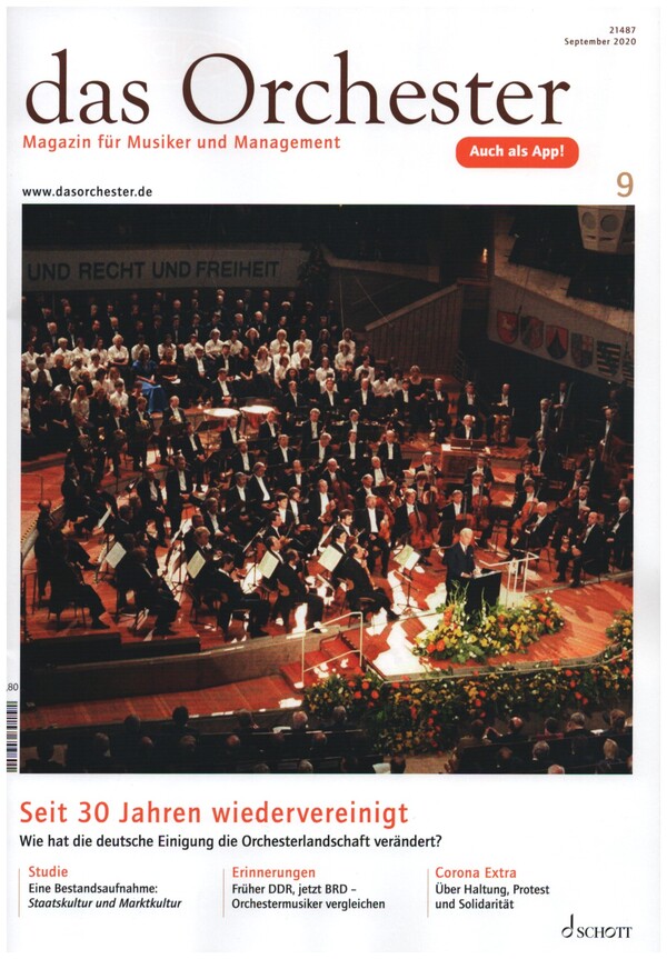 Das Orchester September 2020&nbsp;&nbsp;Seit 30 Jahren wiedervereinigt&nbsp;&nbsp;Wie hat die deutsche Einigung die Orchesterlandschaft verändert?