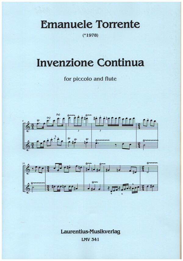 Invenzione Continua  for piccolo and flute  score and parts