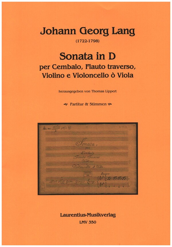Sonata in D  per cembalo, flauto traverso, violino e violoncello (viola)  partitura et partie