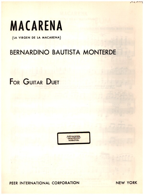 Macarena&nbsp;&nbsp;for 2 guitars&nbsp;&nbsp;score