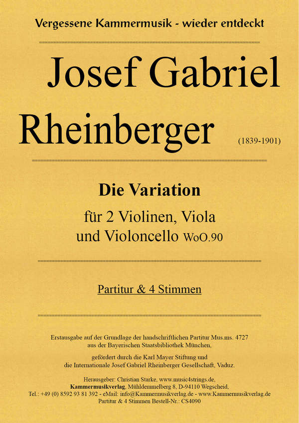 Die Variation WoO.90  für 2 Violinen, Viola und Violoncello  Partitur und Stimmen