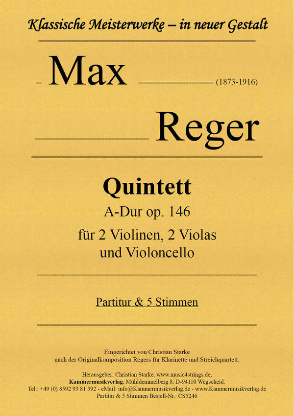 Quintett A-Dur op.146  für 2 Violinen, 2 Violen und Violoncello  Partitur und Stimmen