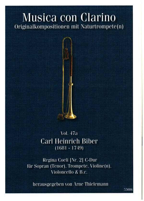 Regina Coeli C-Dur Nr.2  für Sopran (Tenor), Trompete, Violine(n), Violoncello und Bc  Partitur und Stimmen (Bc ausgesetzt)