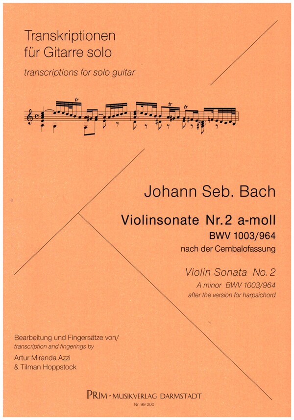 Violinsonata Nr.2 a-Moll BWV1003/964  für Gitarre  