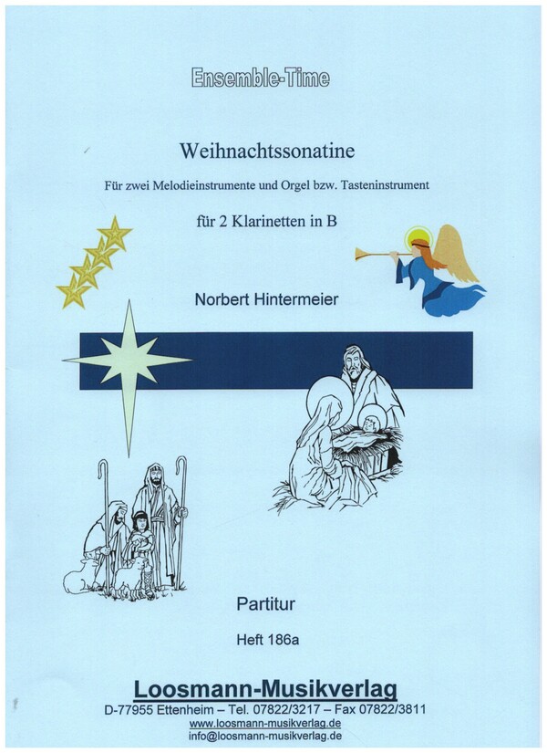 Weihnachtssonatine  für 2 Klarinetten und Orgel (Tasteninstrument)  Partitur und Stimmen