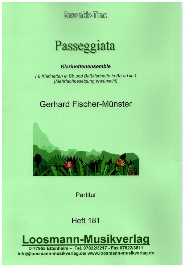 Passeggiata&nbsp;&nbsp;für 6 Klarinetten und Bassklarinette ad lib&nbsp;&nbsp;Partitur und Stimmen