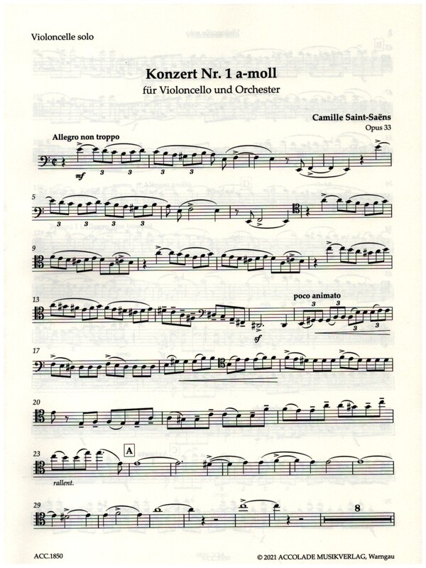 Konzert a-Moll Nr.1 op.33&nbsp;&nbsp;für Violoncello und Orchester&nbsp;&nbsp;Stimmensatz