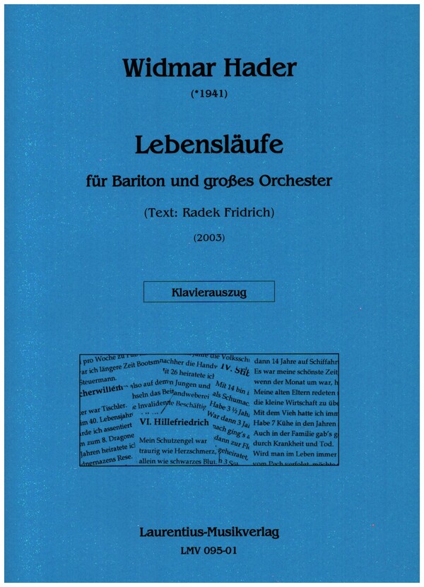 Lebensläufe  für Bariton und Orchester  Klavierauszug