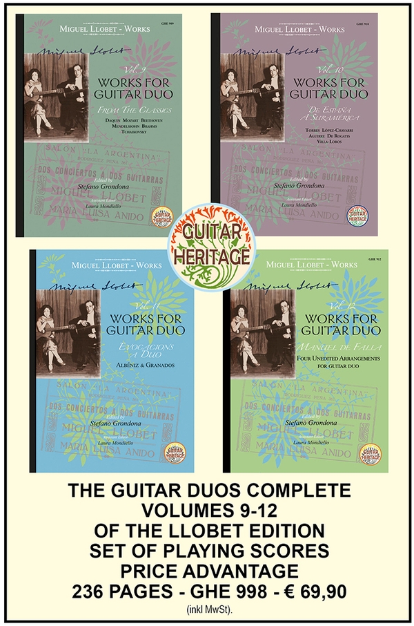 Llobet Set of Duos - vol.9-12  for 2 guitars  score