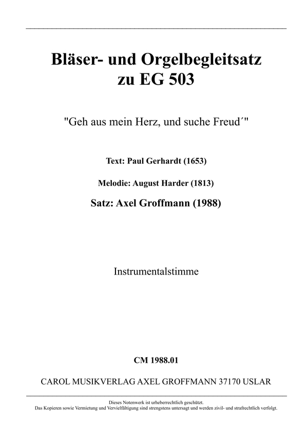 Bläser- und Orgelbegleitsatz zu EG503 - 