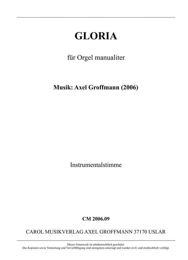 Gloria  für Orgel  