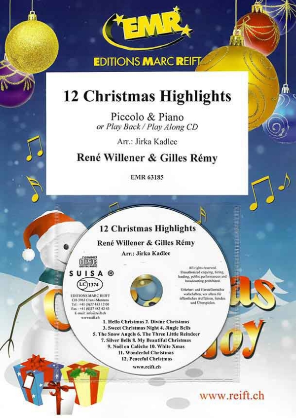 12 Christmas Highlights (+CD)  für Piccoloflöte und Klavier  