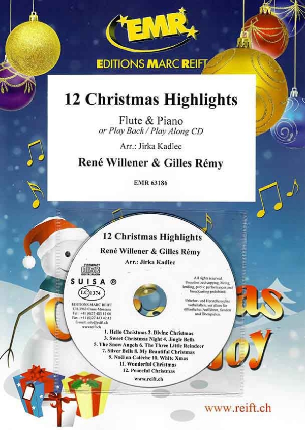 12 Christmas Highlights (+CD)  für Querflöte und Klavier  
