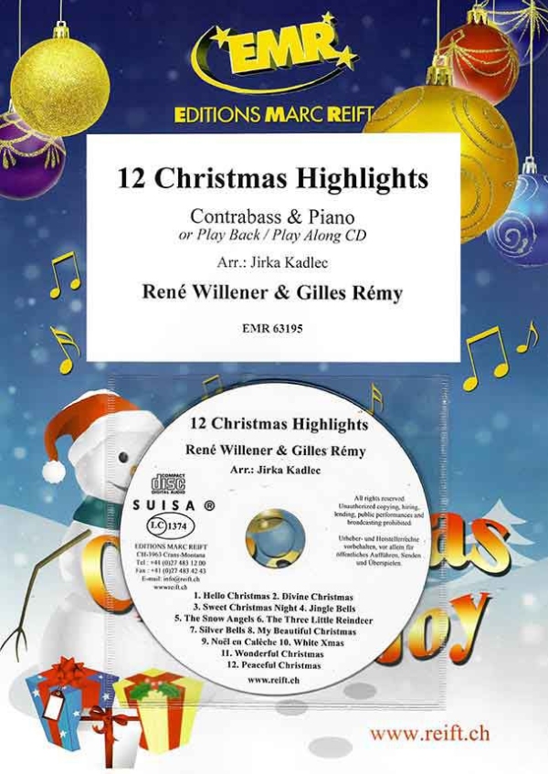 12 Christmas Highlights (+CD)  für Kontrabass und Klavier  
