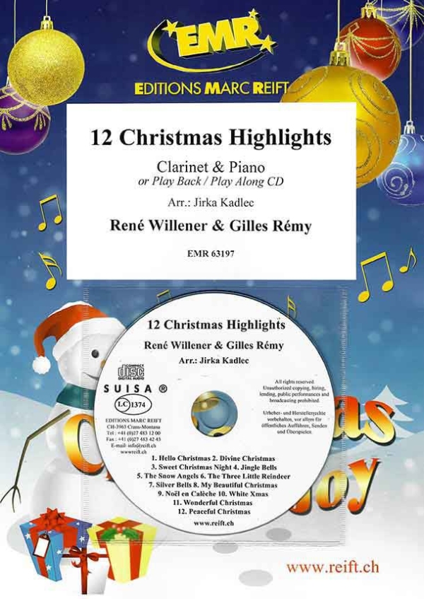 12 Christmas Highlights (+CD)  für Klarinette und Klavier  