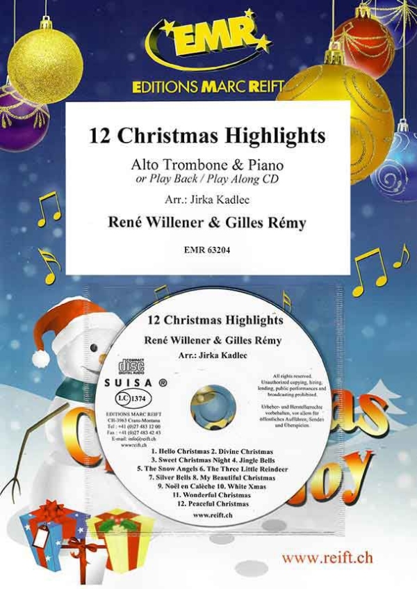 12 Christmas Highlights (+CD)  für Altposaune und Klavier  