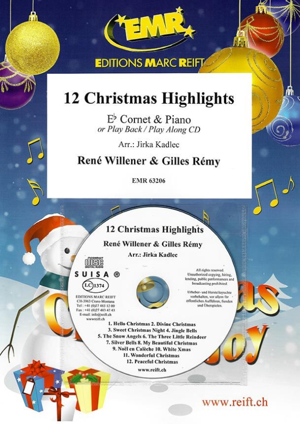 12 Christmas Highlights (+CD)  für Kornett in Es und Klavier  