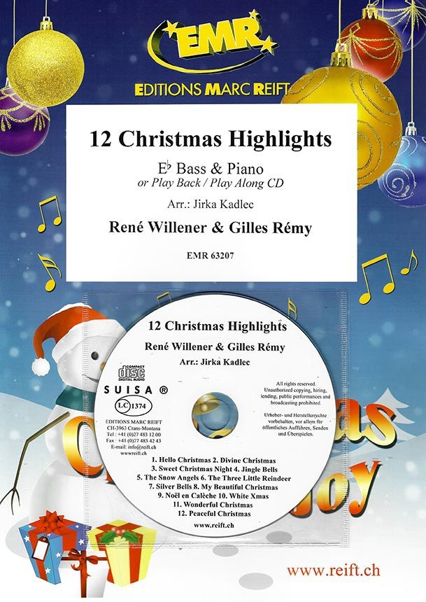 12 Christmas Highlights (+CD)  für Tuba in Es und Klavier  