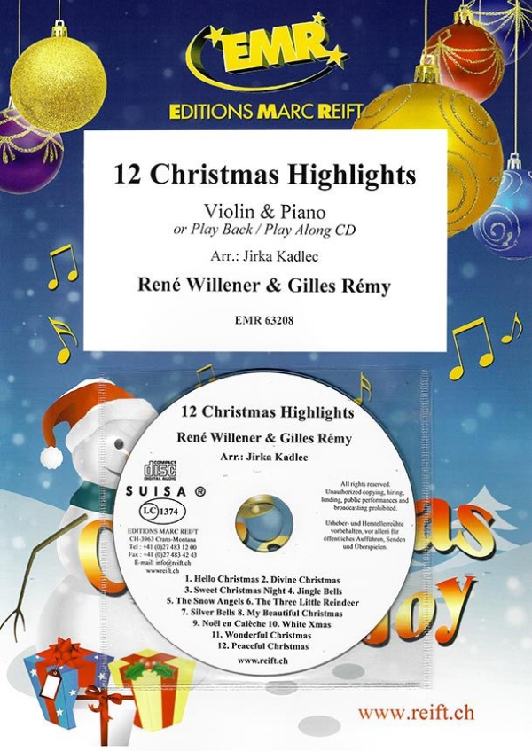12 Christmas Highlights (+CD)  für Violine und Klavier  